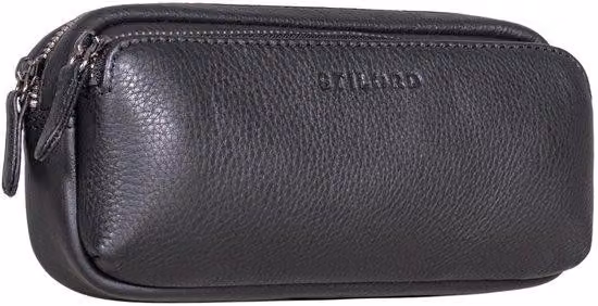 Grande astuccio in pelle nera con cerniera
