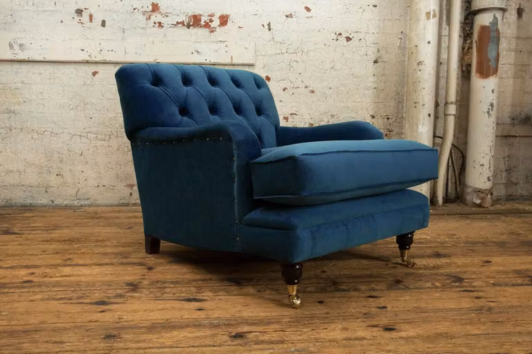 Sessel Design Couch Sofa Relax Textil Lounge Club Polster Sitzer Luxus Blau