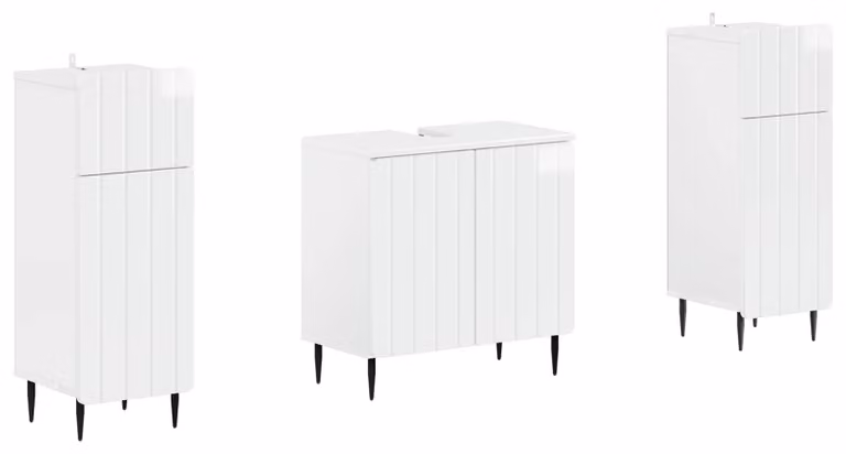 Set di due mobili da bagno, modello ZWOLLE, finitura bianco lucido