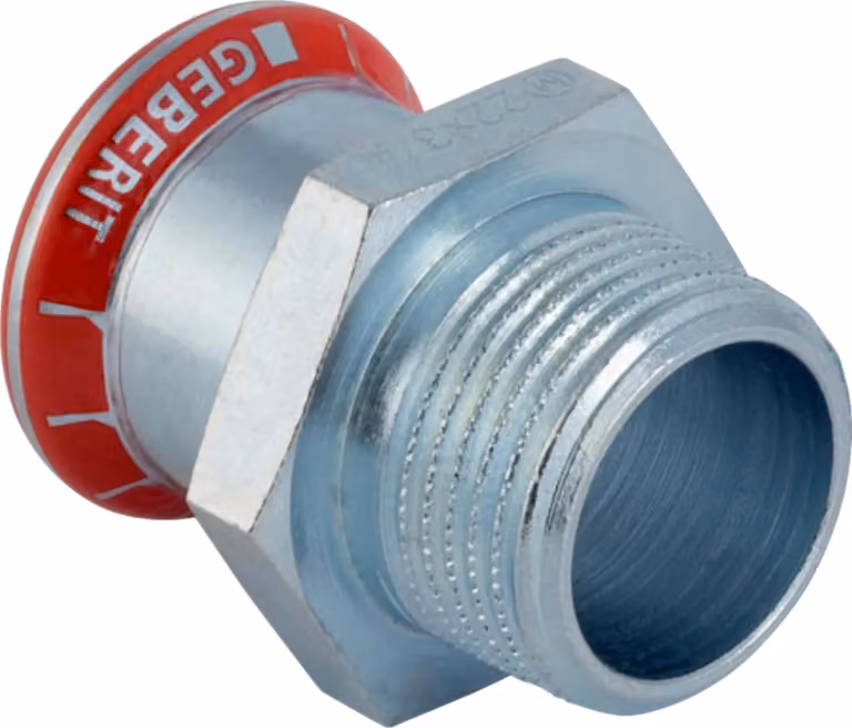 Geberit GE Raccordo Acciaio al carbonio Mapress, d35 mm x R5/4, zincato, 1 pz.