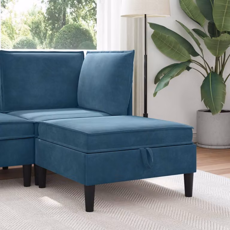 Pouf con contenitore vidaXL in velluto blu, design moderno con rivestimento rimovibile, L: 70 cm, P: 40 cm, H: 40 cm