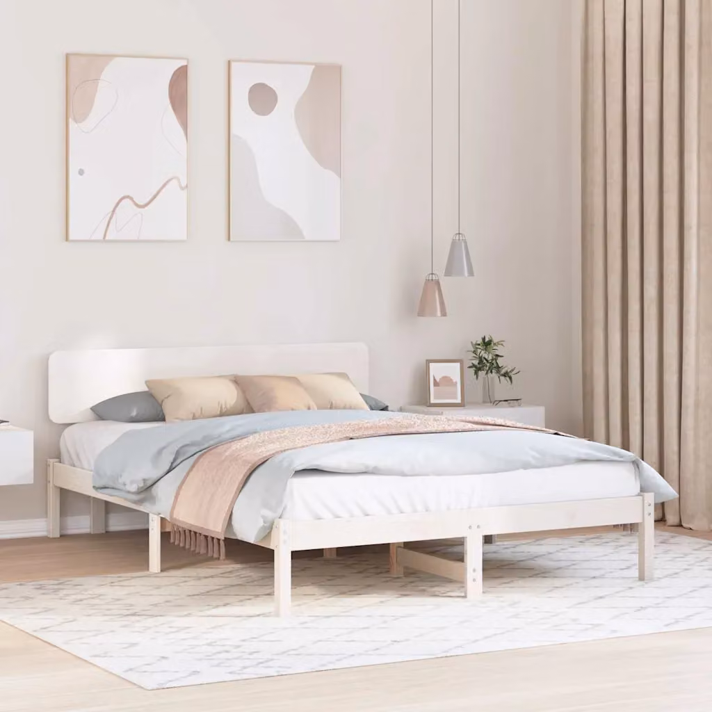 Struttura del letto vidaXL in pino massello bianco 200 x 200 cm