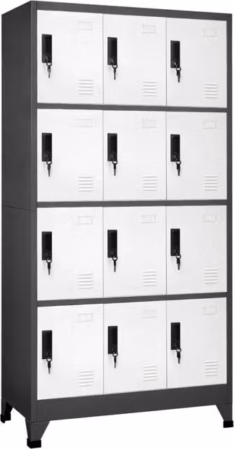 Armadietto da ufficio moderno HELLOSHOP26 in metallo con ante a battente e serratura, colore antracite e bianco, L: 90 cm, P: 45 cm, H: 180 cm – 1