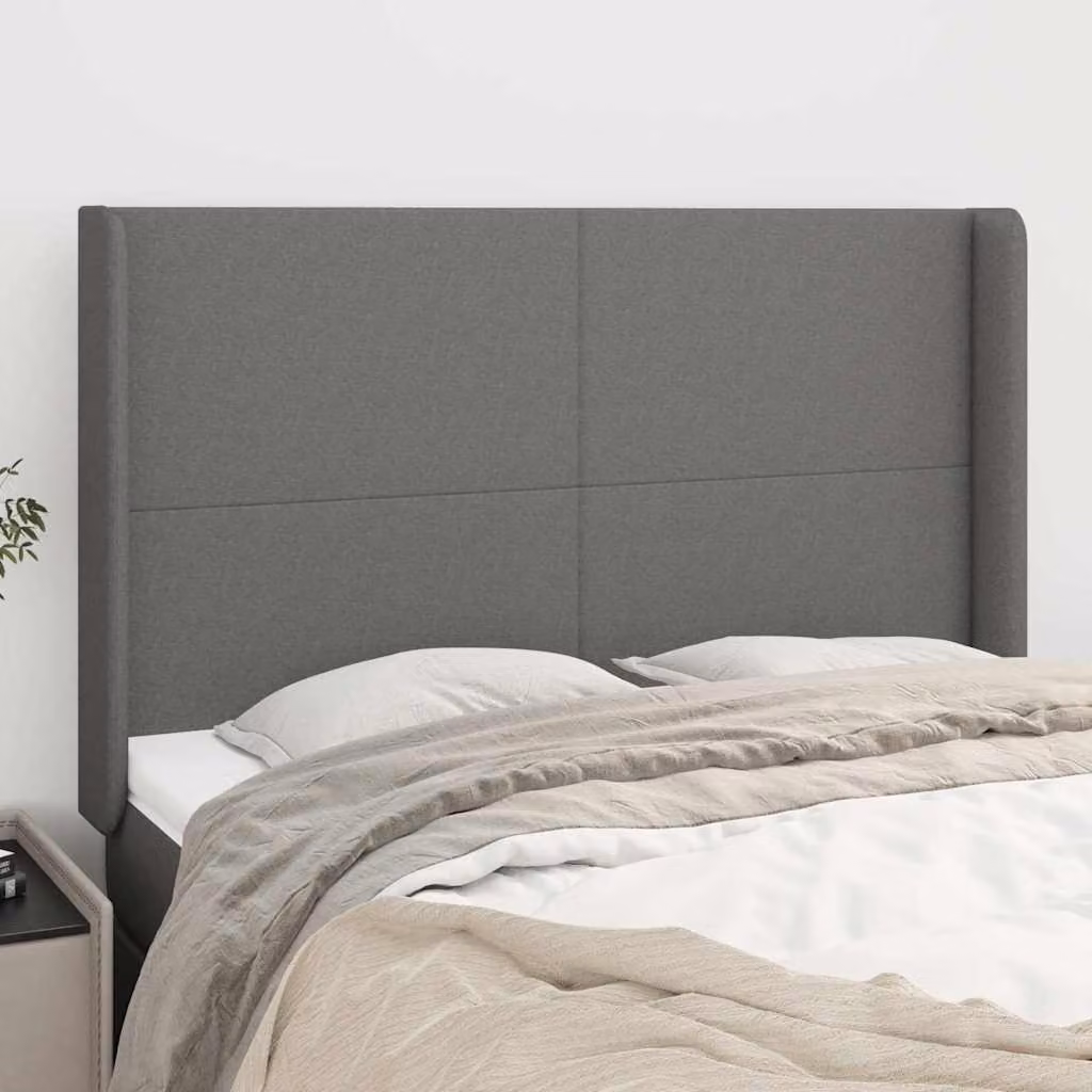 Testiera ad orecchio vidaXL in tessuto grigio scuro L: 147 cm, P: 16 cm, H: 118/128 cm
