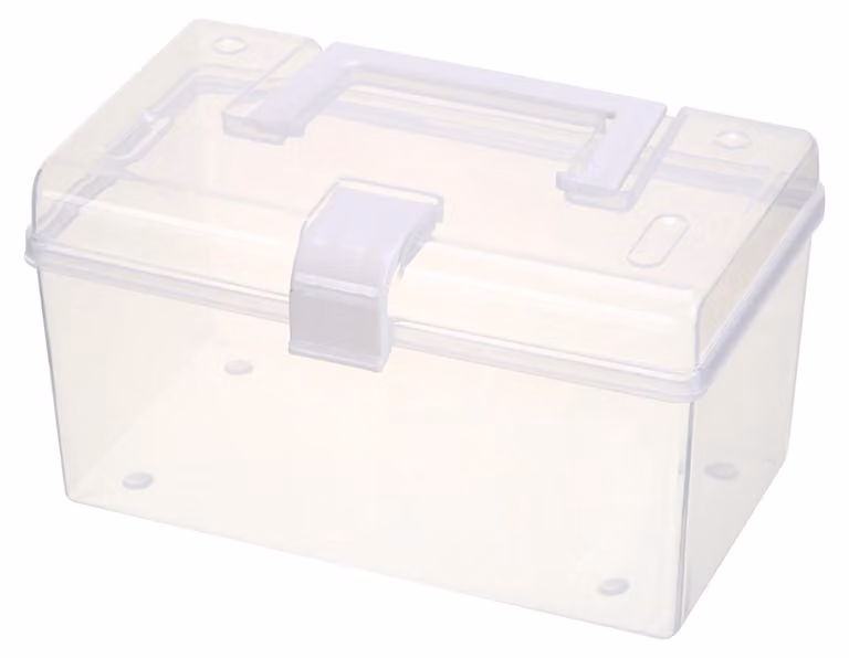 Contenitore trasparente, grande capacità, organizer da scrivania portatile, contenitore multifunzionale portatile con maniglia, ideale per la casa, dimensioni: 19,5 x 11 x 10