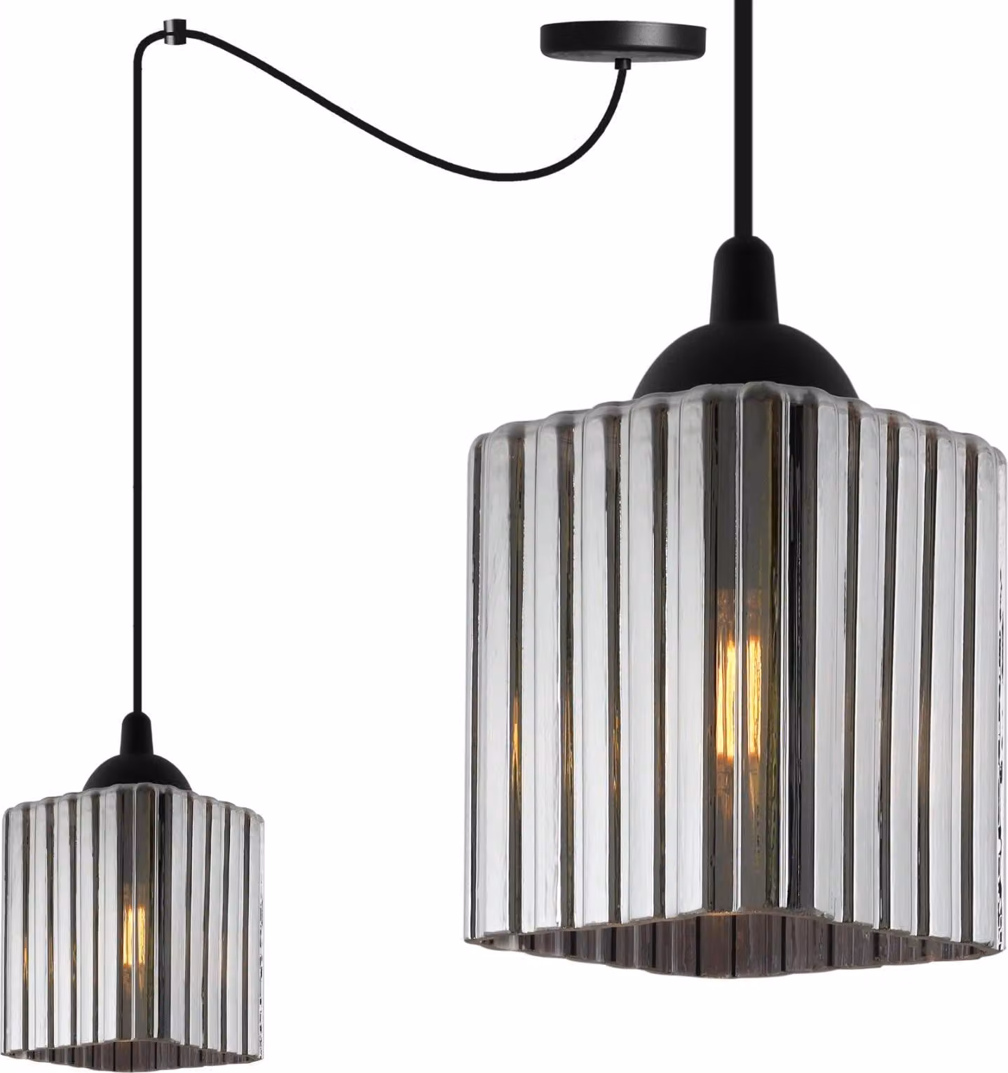 Riffle Lampada a sospensione Spider nera – Lampada a sospensione a 1 luce con cubo color grafite E27