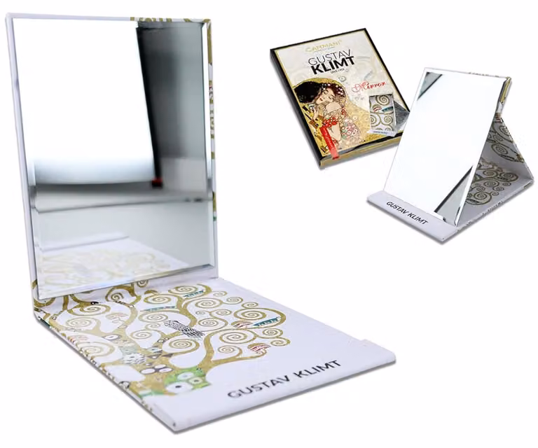 Specchio trucco compatto pieghevole con stampa di Klimt