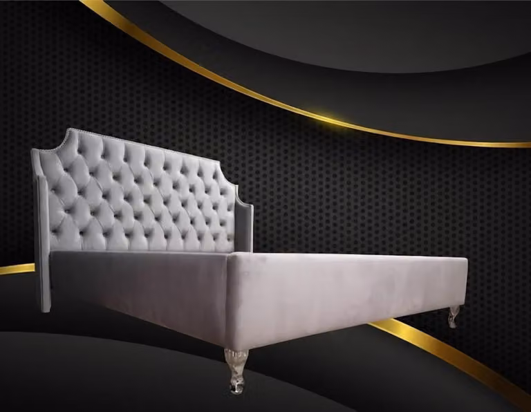 Chesterfield Betten Bett Polster Hotel Doppel Luxus Design Samt Stoff 160x200