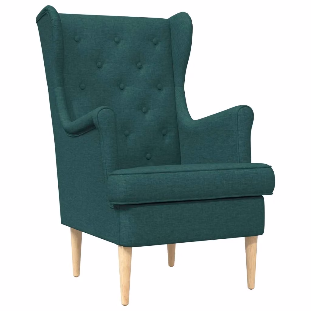 Poltrona Lounge Moderna vidaXL in Tessuto Verde con Braccioli e Struttura in Legno di Gomma e Metallo – 2