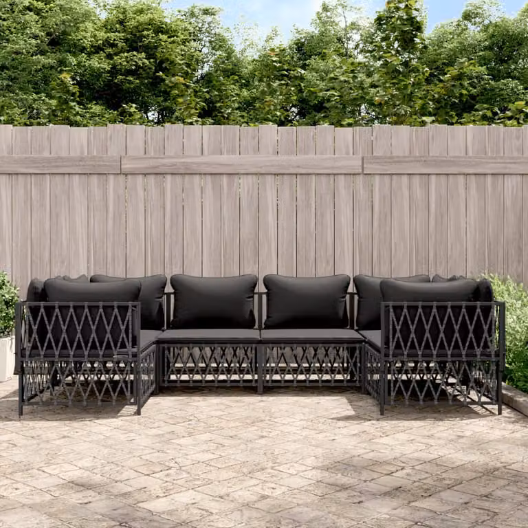 Set Salotto da Giardino vidaXL 6 pz con Cuscini in Acciaio Antracite e Textilene