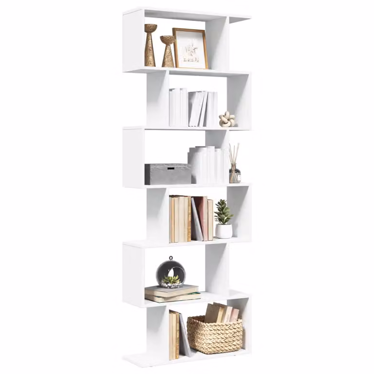 vidaXL Libreria Divisorio Moderna con 6 Ripiani Bianca in MDF L: 70 cm, P: 24 cm, H: 193 cm
