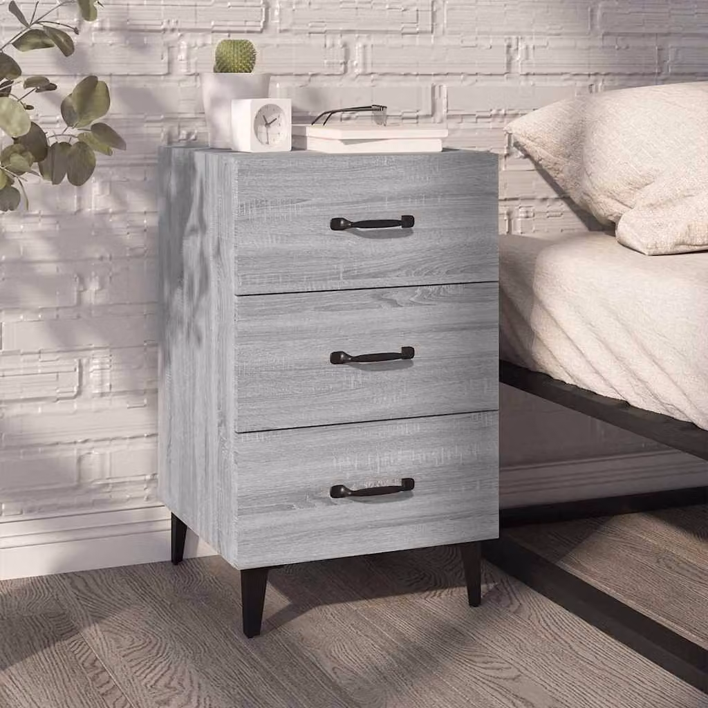 Comodino moderno vidaXL in legno e metallo grigio, sospeso a parete, L/P/H: 40 x 40 x 66 cm