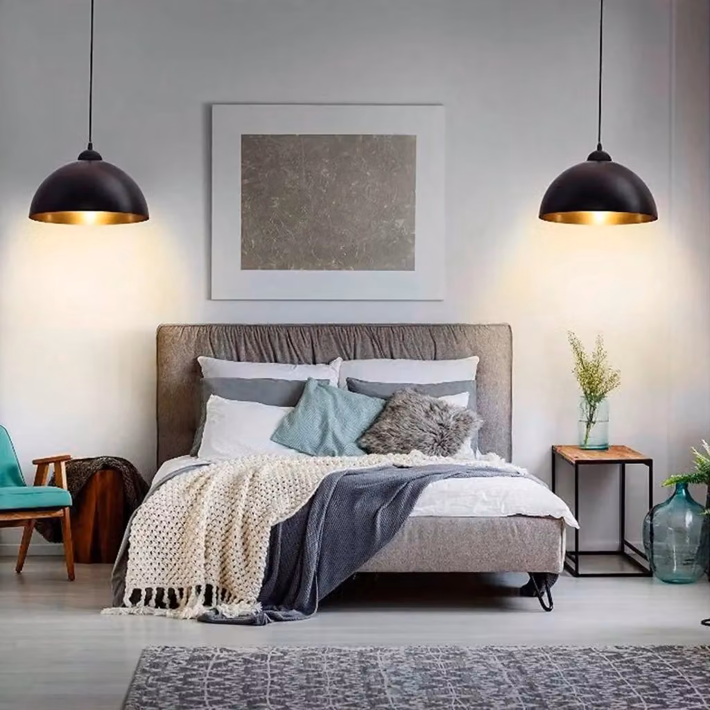 Lampadario a sospensione LÚZETE Montserrat in metallo nero e oro, design moderno, Ø 50 cm – 2