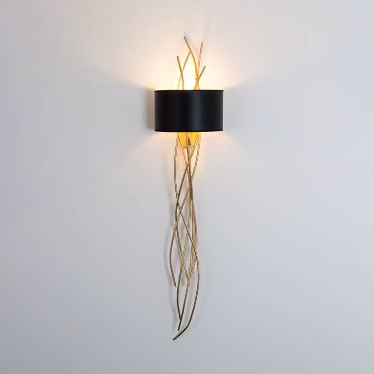 Holländer Applique da parete Elba lungo, dimmerabile, Ottone / Oro, Soggiorno / Sala da pranzo, Metallo, Moderno, Applique