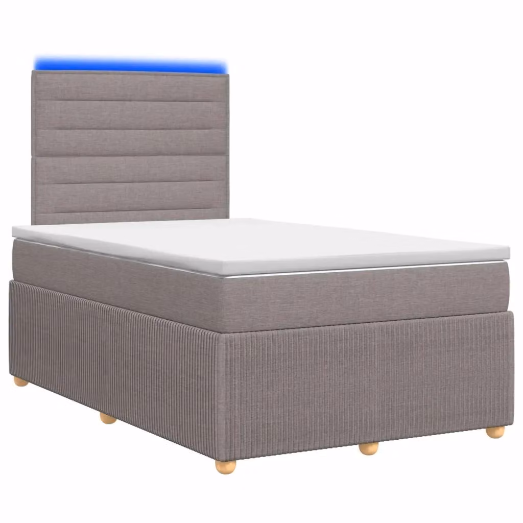 Letto Box Spring vidaXL con Materasso Ibrido e Illuminazione LED, Colore Grigio, L/P: 120 x 200 cm – 2