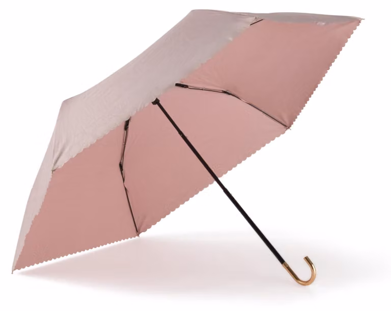 Omgoods - Ombrello portatile con manico in legno e protezione UPF 50+