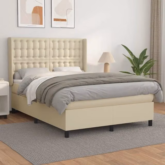 Giroletto a Molle con Materasso Crema 140x190 cm in Similpelle 3132497