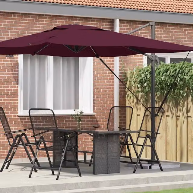 Parasole Roma-Ombrellone da giardino Rosso 286 x 284 x 265 cm Alluminio e Poliestere 910048