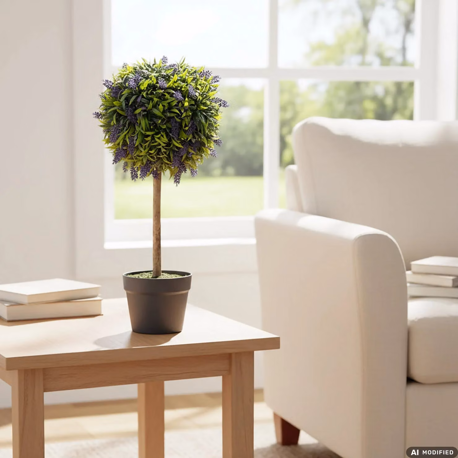 Pianta Artificiale Lavanda Topiary VESTIAMO CASA in Vaso Verde, H 60 cm, Diametro: 25 cm – 2