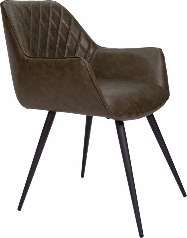 Sedia da pranzo - Verde - Pelle finta - Gambe in metallo - Altezza seduta 49cm - 1 pezzo