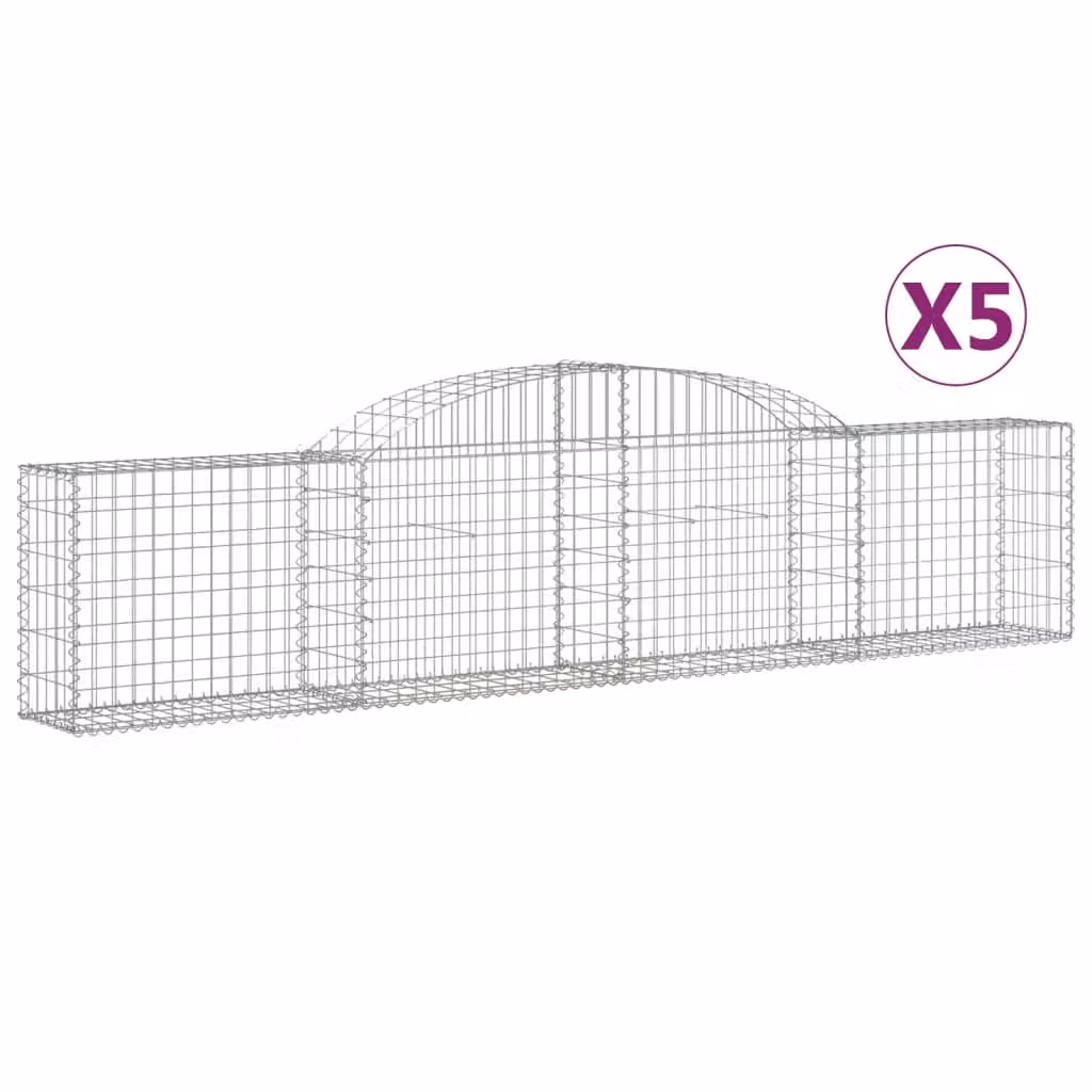 Cesti Gabbioni ad Arco 5 pz 300x30x60/80 cm Ferro Zincato