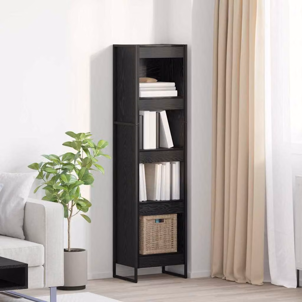 vidaXL Armadio per Libri in Stile Industrial Nero con MDF e Metallo L 40 cm x P 30 cm x H 155 cm