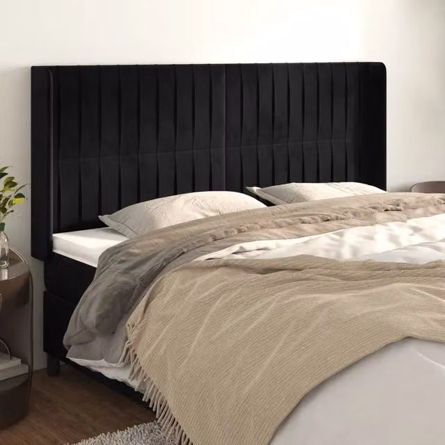 Testiera ad orecchio vidaXL in velluto nero L: 163 cm, P: 16 cm, H: 118/128 cm – 1