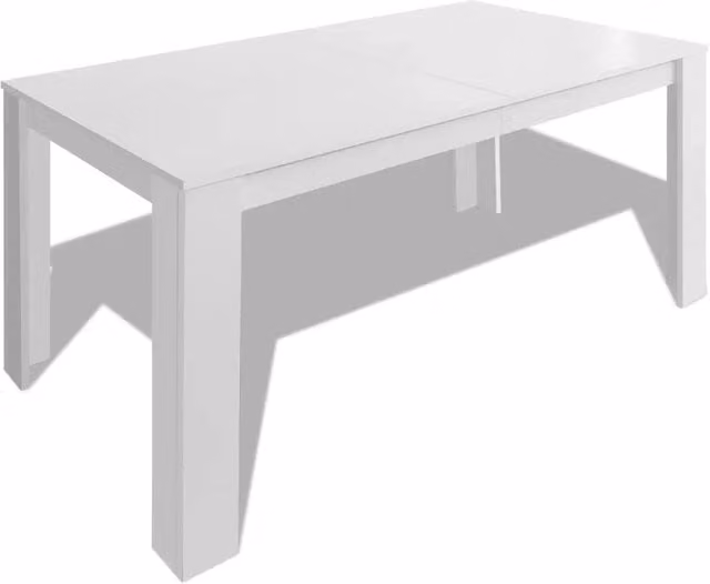 Tavolo da pranzo rettangolare moderno in legno laccato bianco L: 140 cm, P: 80 cm, H: 75 cm