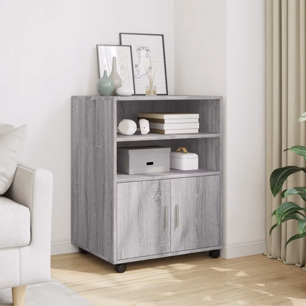 Armadietto con ruote vidaXL Grigio, L: 60 cm, P: 48 cm, H: 81 cm