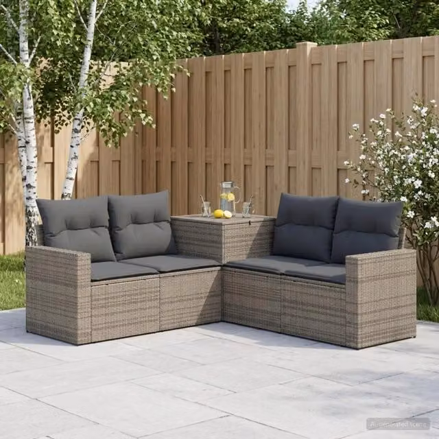 Set di divani 5 pz Grigio e Grigio Scuro 182,5 x 182,5 x 85 cm 3447858