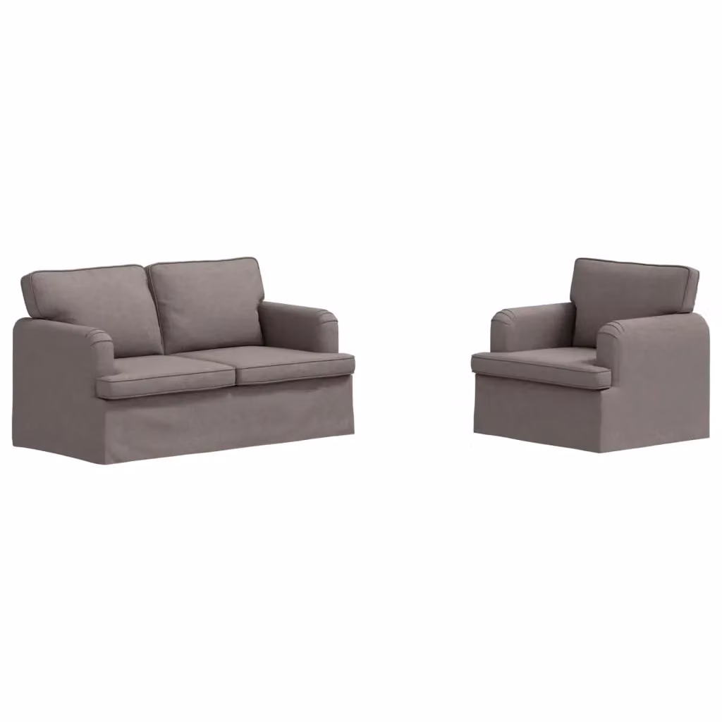 Set di 2 divani moderni vidaXL in tessuto con coperture rimovibili e cuscini inclusi, disponibili in beige o grigio – 2