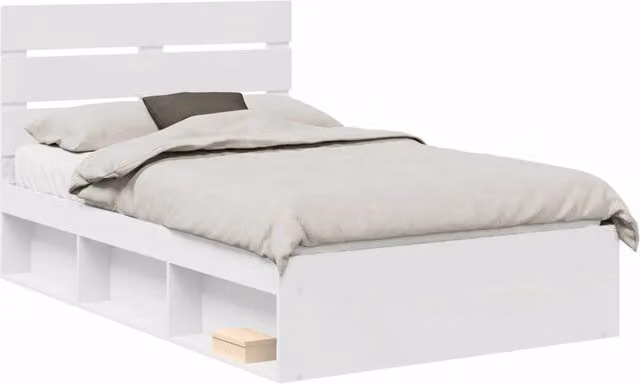 Letto matrimoniale | Letto per adulti | Struttura del letto Bianco 120 x 190 cm Pino massello