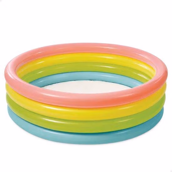 Piscina gonfiabile per bambini Unyqoos®, 168 x 46 cm – 4 anelli colorati, fondo in gomma gonfiabile, vinile da 0,23 mm, capacità di 780 litri con un'altezza dell'acqua di 37 cm, adatta a bambini dai 3 anni in su, include toppe di riparazione