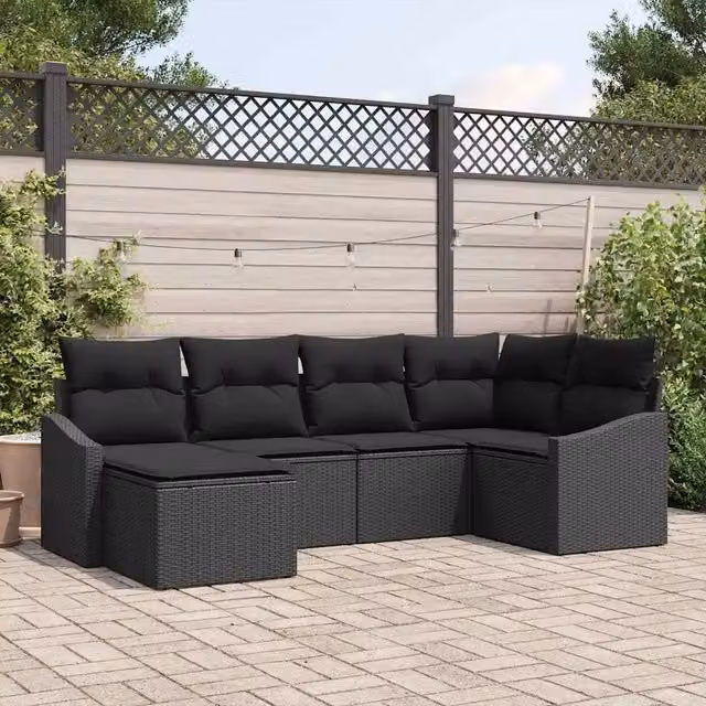 Set di divani 6 pz Nero polyrattan 3346793