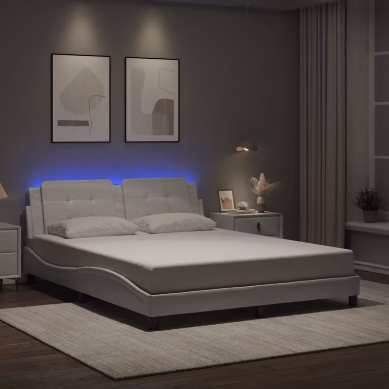 vidaXL Giroletto Zadar Bianco con LED e porta USB, L/P: 160 x 200 cm