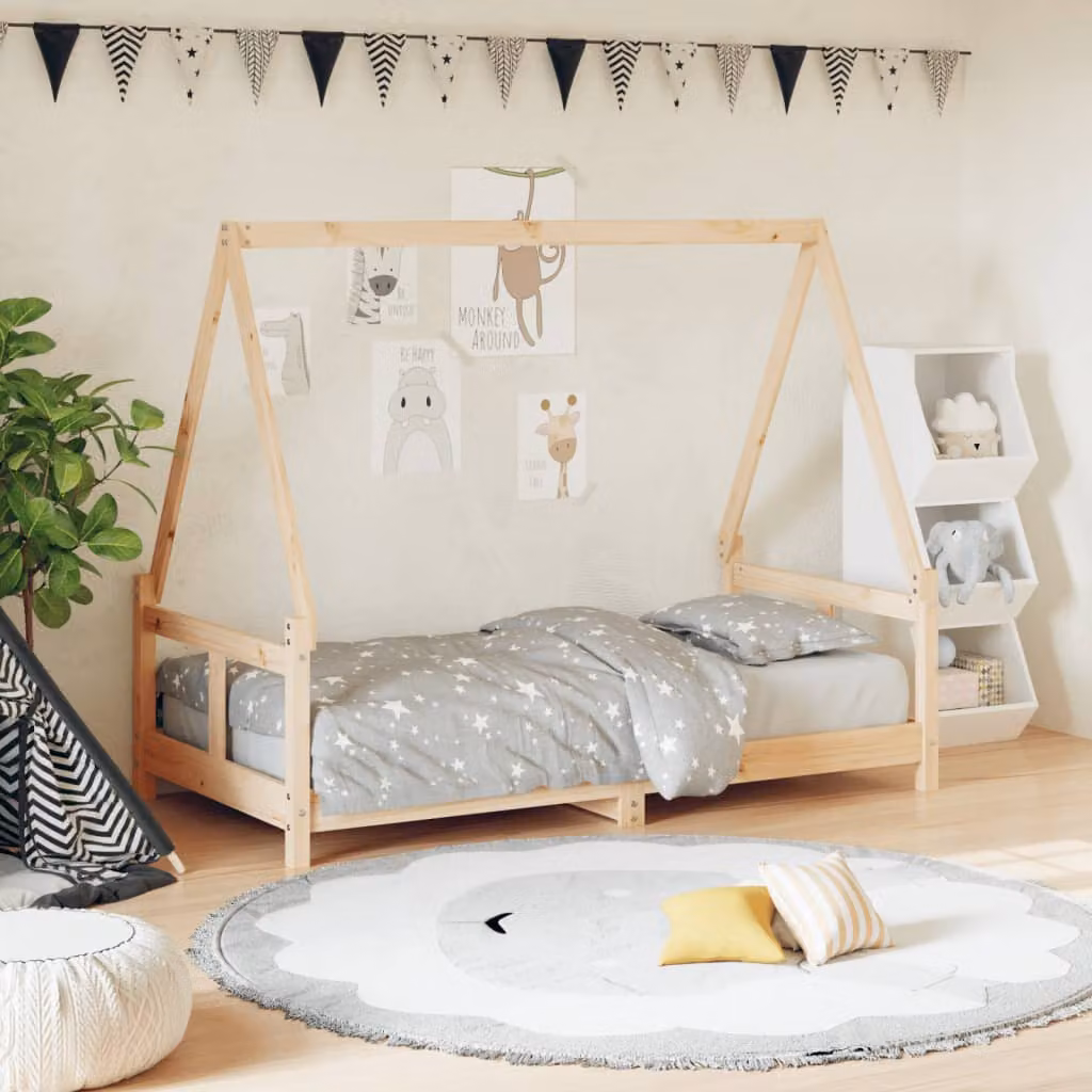 vidaXL Giroletto per Bambini in Legno Massello di Pino Rustico, L/P/H: 160 x 80 x 133 cm