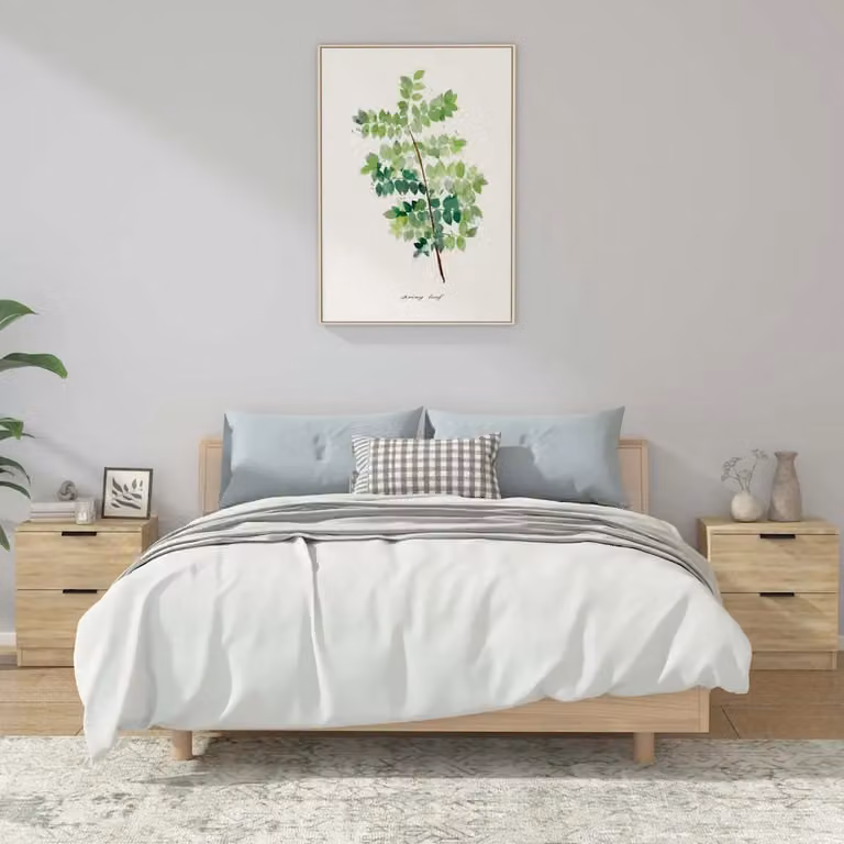 Set di 2 comodini sospesi vidaXL in legno Rovere Sonoma, design moderno per camera da letto, colore beige/marrone