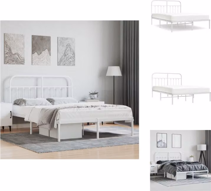 vidaXL Giroletto con testata in metallo bianco 135x190 cm - Letti & reti