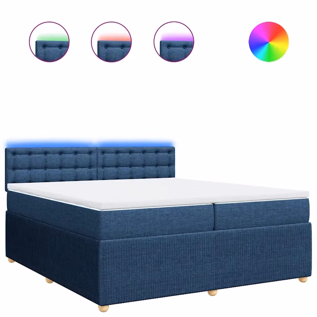 vidaXL Letto Ibrido con Materasso a Molle Insacchettate Blu e Bianco, L/P: 200 x 200 cm – 3