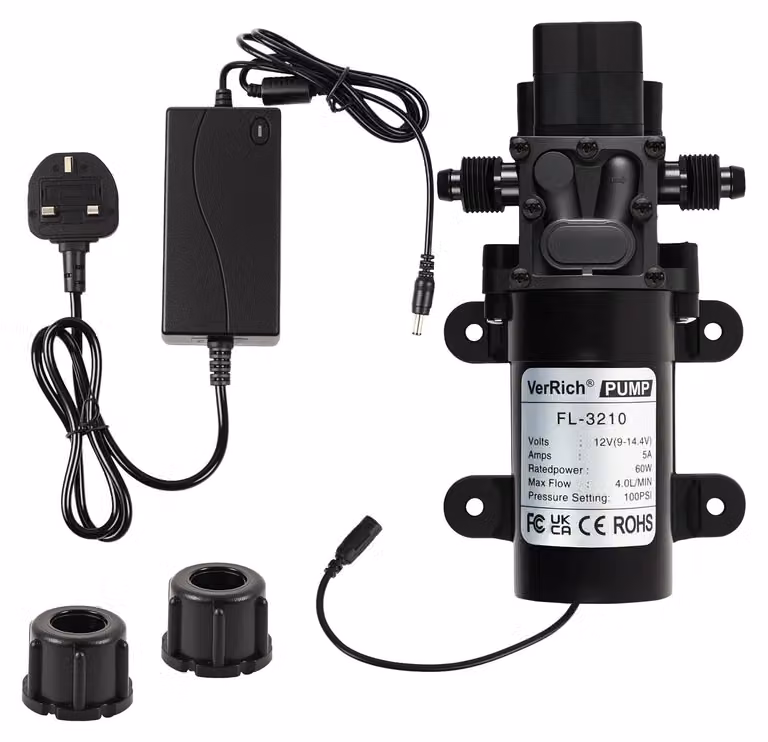 Pompe a membrana da 12V, 4 litri al minuto, 8 bar, con interruttore di pressione