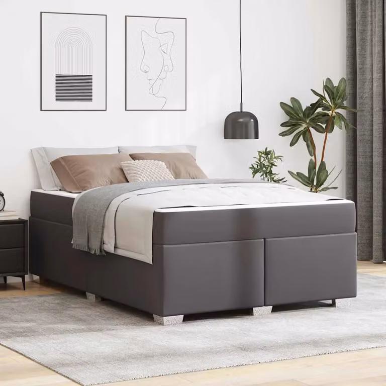 Struttura letto moderna vidaXL in tessuto grigio con doghe rigide L/P: 140 x 200 cm