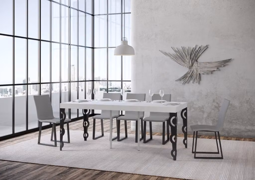 Consolle allungabile Karayan Premium Bianco Frassino con telaio Antracite L/P/H: 90 x 40/300 cm – 2