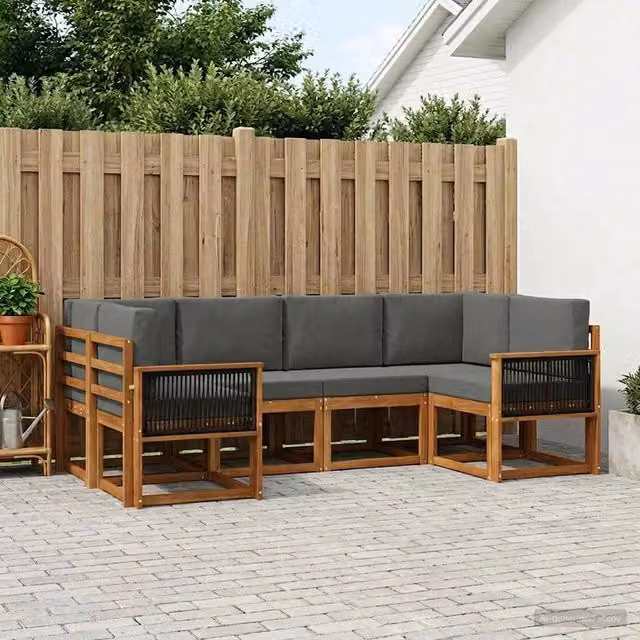 Set di divani da esterno 6 pz Naturale e Antracite 3385493