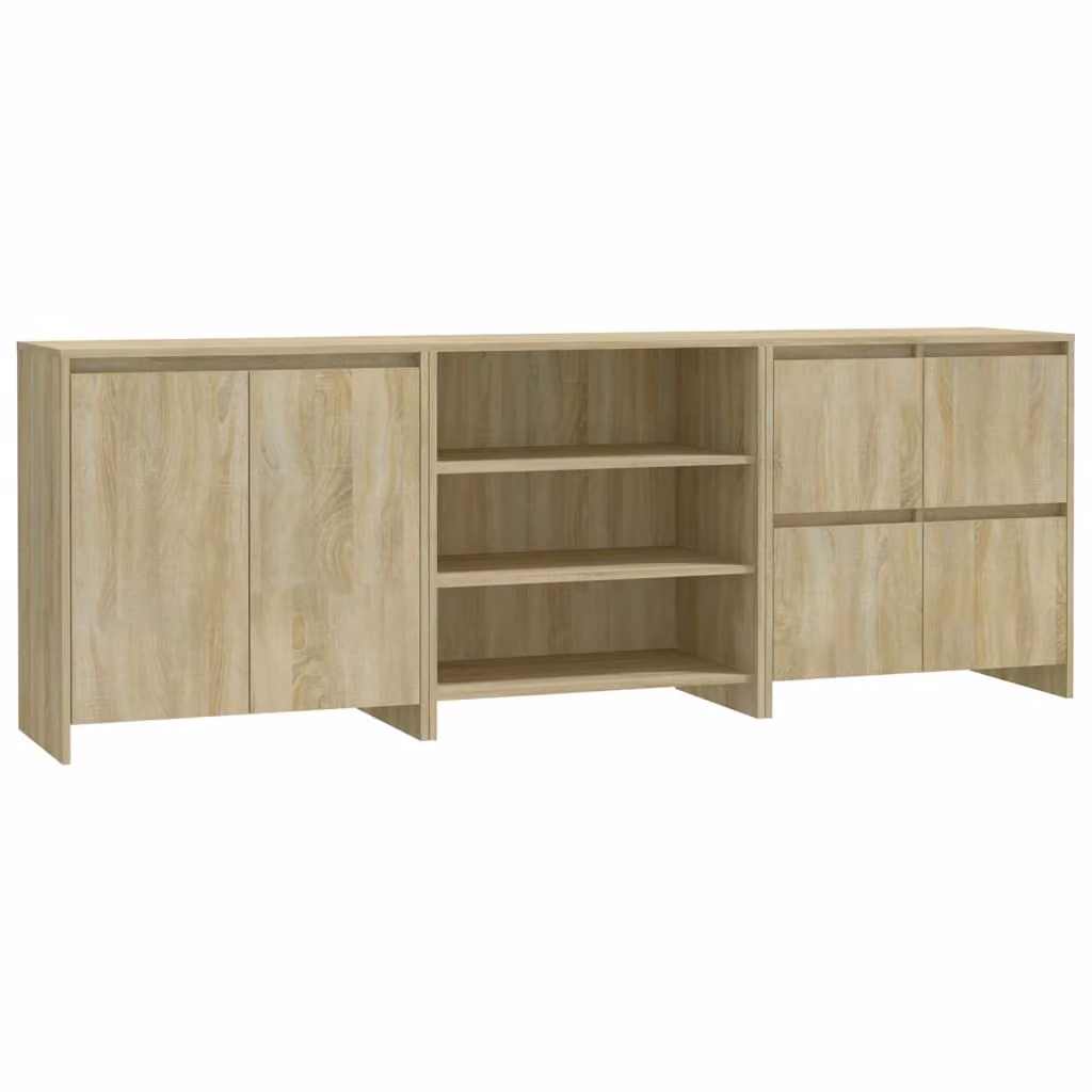 Credenze 3 pz Rovere Sonoma in Legno Multistrato
