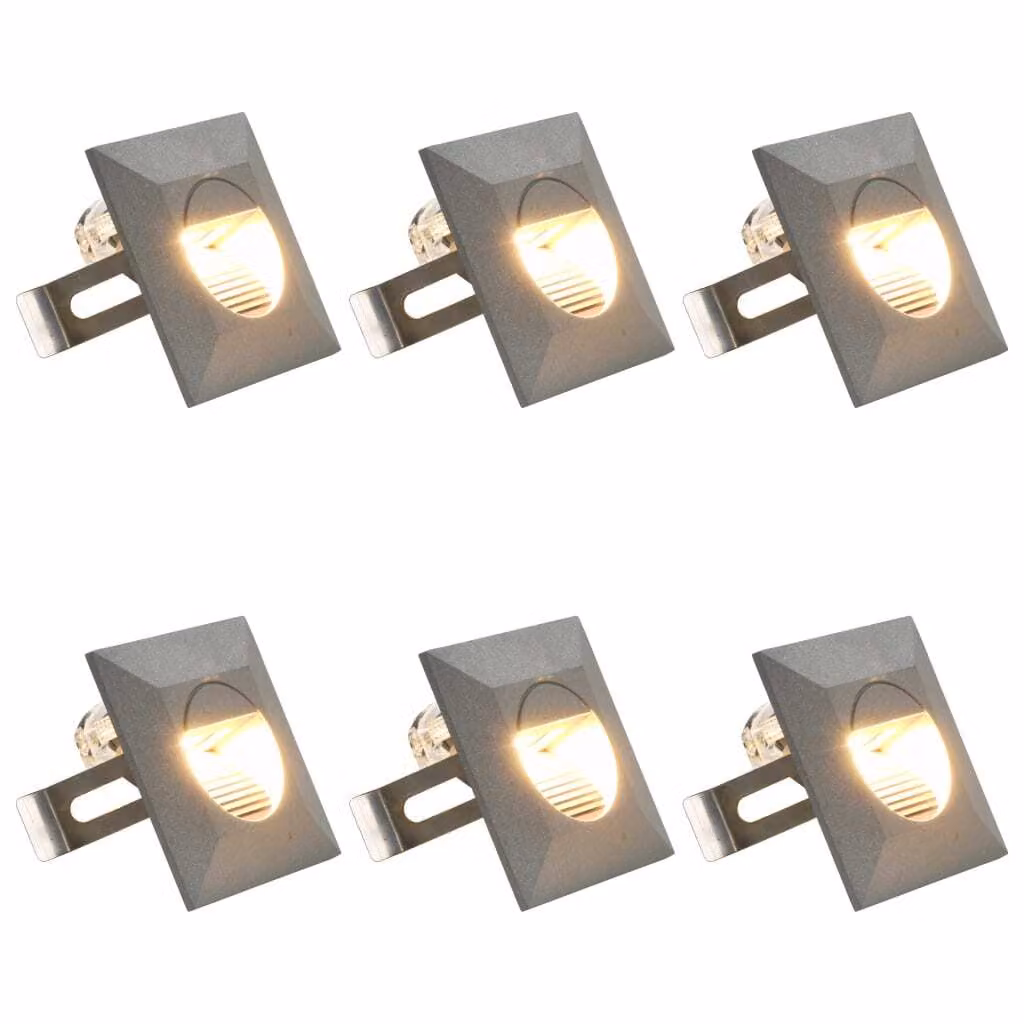 The Living Store Luci da parete per esterni 6 pz. LED 5 W Argento Quadrato