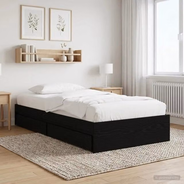 Telaio del letto con storage Rovere Nero 80 x 200 cm 3429595