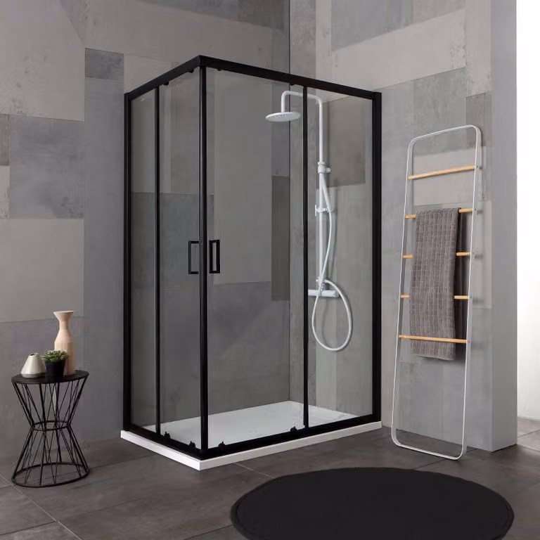 Box doccia 80x120 profilo nero opaco cristallo trasparente | City