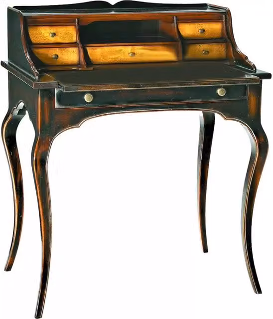 Scrivania shabby chic in legno di pino nero e marrone Mobili 2G L: 78 cm, P: 50 cm, H: 94 cm – 2