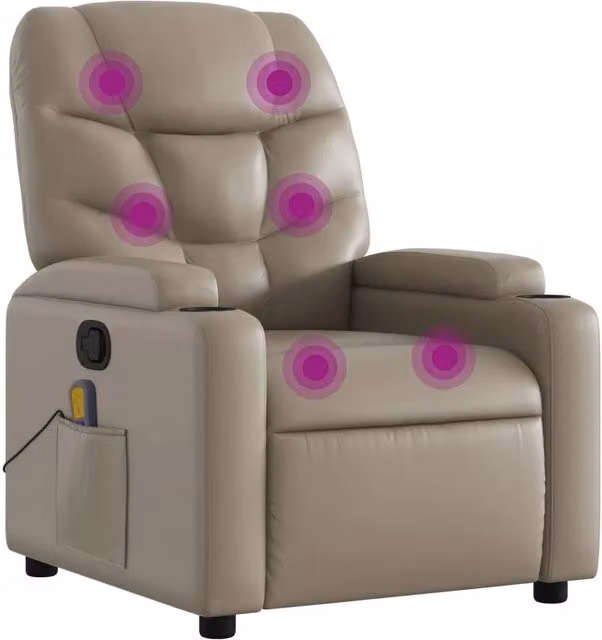 Poltrona Massaggiante | Sedia Relax Reclinabile cappuccino in Similpelle