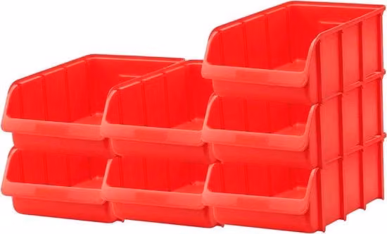 Set da 7 pezzi di scatole di archiviazione impilabili in plastica rossa